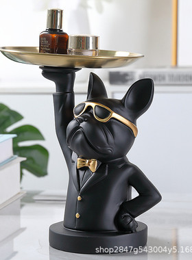 桌面托盘狗摆件钥匙收纳书房客厅卧室桌面西欧风格玄关树脂工艺品