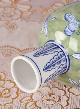 热销陶瓷花瓶客厅餐桌插花轻奢花器中式复古青花瓷花瓶陶瓷手绘花