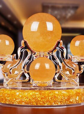 矿宝批发办公七彩紫白粉绿黄七星阵摆件水晶球天然家居摆饰批发