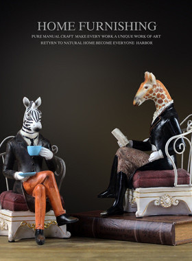 热销英伦绅士动物树脂摆件家居软装酒柜装饰品直供电视柜摆件厂家