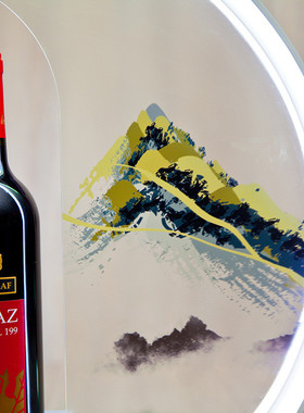 陈列架山水画酒架发光洋酒底座亚克力不锈钢创意红酒酒托展示台