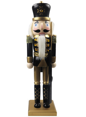 新款黑金国王士兵胡桃夹子圣诞节色用于桌面的节日装饰品摆件