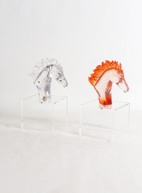 热销新中式透明马头摆件样板房客厅玄关艺术品酒店软装高端别墅饰
