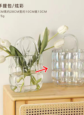 创意手提方块包包花瓶家居插花客厅样板间装饰摆件花器批发