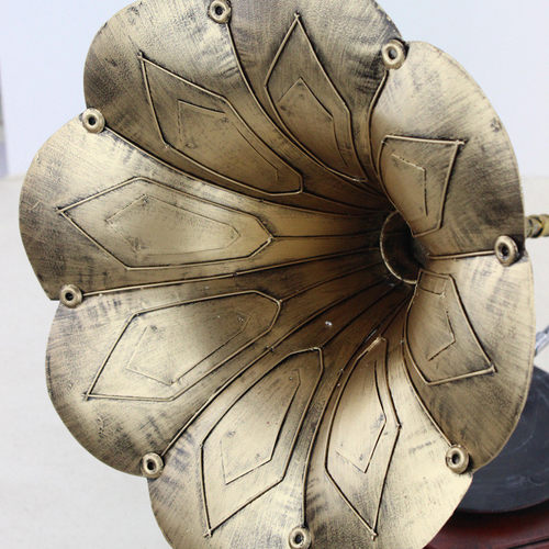 复古六角留声机摆件铁艺模型酒吧咖啡厅店面装饰怀旧黑胶唱机 - 图1