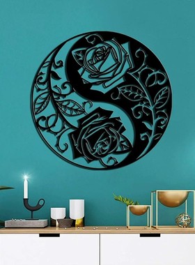 家居装饰金属墙壁艺术花卉墙壁雕塑黑色金属现代艺术品客厅/玫瑰