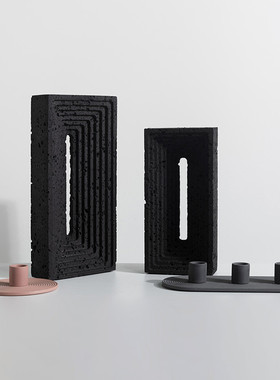 热销火山石效果简约树脂摆件现代轻奢家居软装玄关样板房客厅饰工