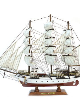 热销55cm帆船礼品木质工艺品装饰模型摆件家装办公摆件工艺船