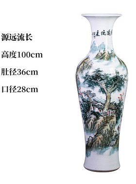 景德镇陶瓷落地大花瓶仿古青花瓷高款客厅摆件瓷瓶酒店别墅装饰品