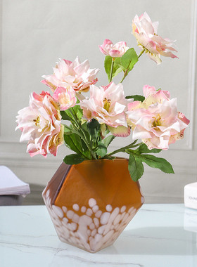 新款棱形几何复古透明玻璃花瓶现代简约水培插花瓶居家装饰摆件