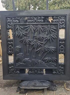 仿古建扇形砖雕浮雕镂空梅兰竹菊浮雕庭院新中式装饰围墙墙面挂件