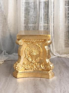 经典仿古白色欧式玻璃钢浮雕罗马柱落地花瓶婚庆路引影楼摆设