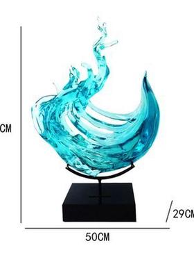 透明简约工艺品客厅仿琉璃抽象现代雕塑艺术品酒店室内桌面摆件