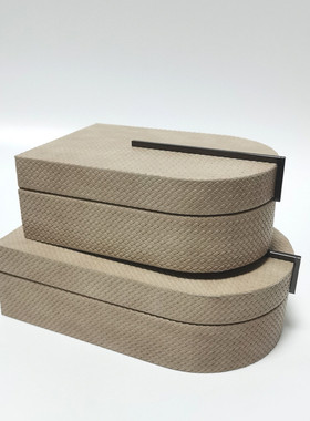 居家木质皮革首饰收纳盒摆件样板房售楼部新中式衣帽间桌面装饰品