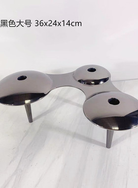 现代简约银色不锈钢云朵烛台售楼处客厅餐桌样板房摆件软装饰品