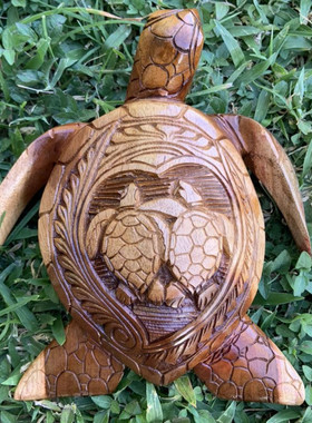 夏威夷海龟浴室家居装饰木质手工雕刻龟浴室装饰海边装饰木雕墙饰