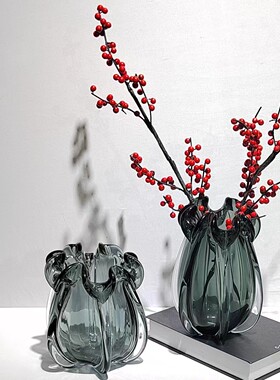 热销轻奢现代高档琉璃花瓶家居插花餐厅电视柜旁边样板间设计摆件