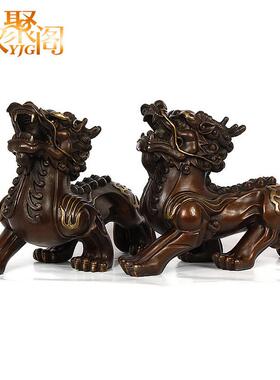 永聚招财进宝纯铜招财貔貅摆件皮休家居摆件阁