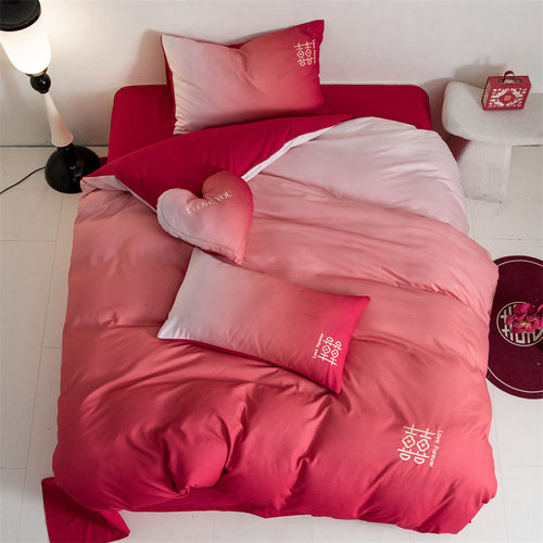 结婚床上用品四件套婚庆红色婚房新婚被床单被套被单婚礼渐变色喜 - 图2