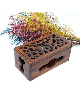 泰式木雕刻手机充电器架木质电源置物电线电板木制收纳盒盒