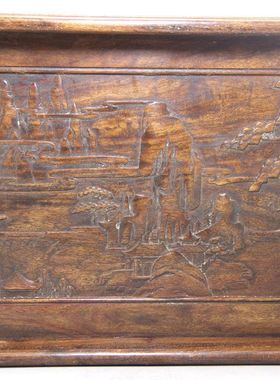 热销山水古玩复古做旧工艺品批发做旧厂家现货收藏风景图托盘摆饰