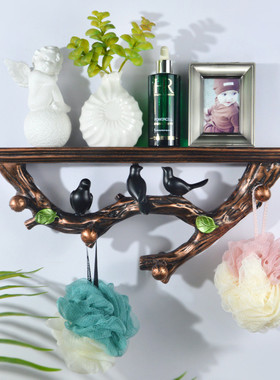 热销批发创意一字隔板墙上置物架小鸟免打孔墙壁挂钩墙面装饰玄关