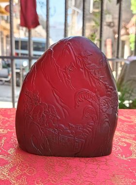 热销批发家居蜜蜡摆设仿古二代蜜蜡血泊山水仿客厅摆件工艺品