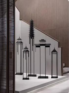 热销艺走廊大型工艺品新中式凉亭落地摆件售楼处简约酒店过道贝子