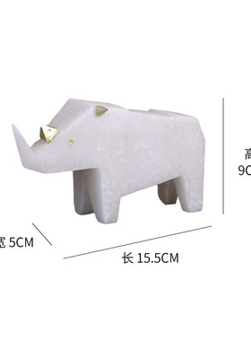 切面大象犀牛书房树脂石英砂可爱桌面装饰摆件儿童房长颈鹿工艺品