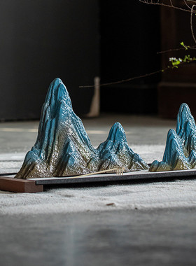 1pkn沙盘枯山水千里造景禅意假山江山摆件客厅玄关茶室桌面鱼缸装