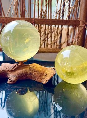 热销天然黄水晶球柠檬黄办公室家居摆件七星阵厂家直销摆件