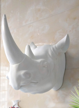欧式树脂仿真写实风格犀牛头创意餐厅家居动物复古工艺品壁挂