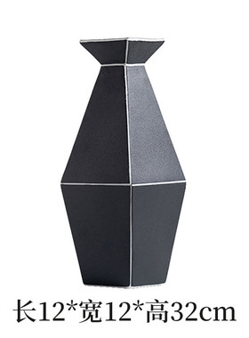 现代菱形花器简约创意家居玄关客厅样板间酒店干花花插花瓶摆件