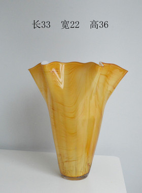 晕手工制作玻璃花瓶欧式水墨中古彩白菜瓶设计感水培插花花器装饰