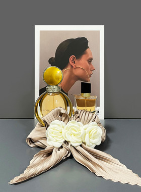 北欧样板房女士衣柜组合套装饰品摆件软装衣帽间酒红色样板间托盘