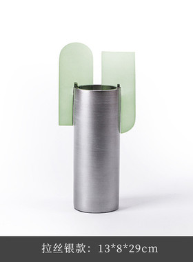 大千新品桌面托盘架树脂工艺品绿色干花花瓶创意现代样板间组合