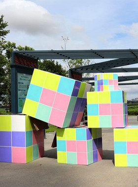 户外雕塑不锈钢广场镂空发光景观美陈装饰摆件大型不锈钢魔方雕塑