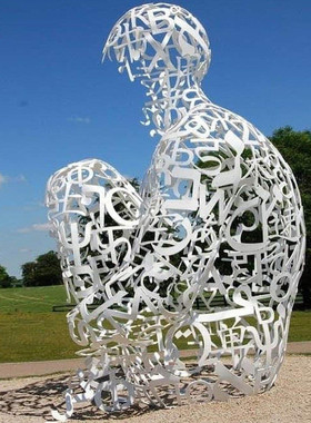 广场不锈钢铸铜抽象仿玻璃钢人物雕塑厂家户外公园几何块面大摆件