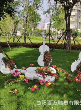 热销不锈钢小提琴装饰摆件不锈钢乐器小品景观雕塑