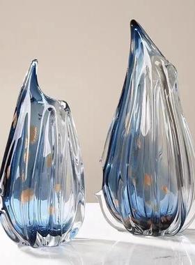 琉璃花瓶摆件客厅玄关轻奢北欧风餐桌插花高级感玻璃透明水养花器