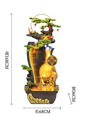 创意装饰景观循环水客厅电视柜摆件流水喷泉生财落地新中式送礼品