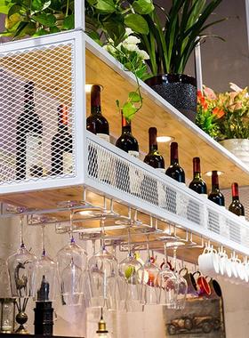 铁艺酒架吧台吊架倒挂悬酒杯架挂式酒柜吊挂置物架酒吧装饰收纳架