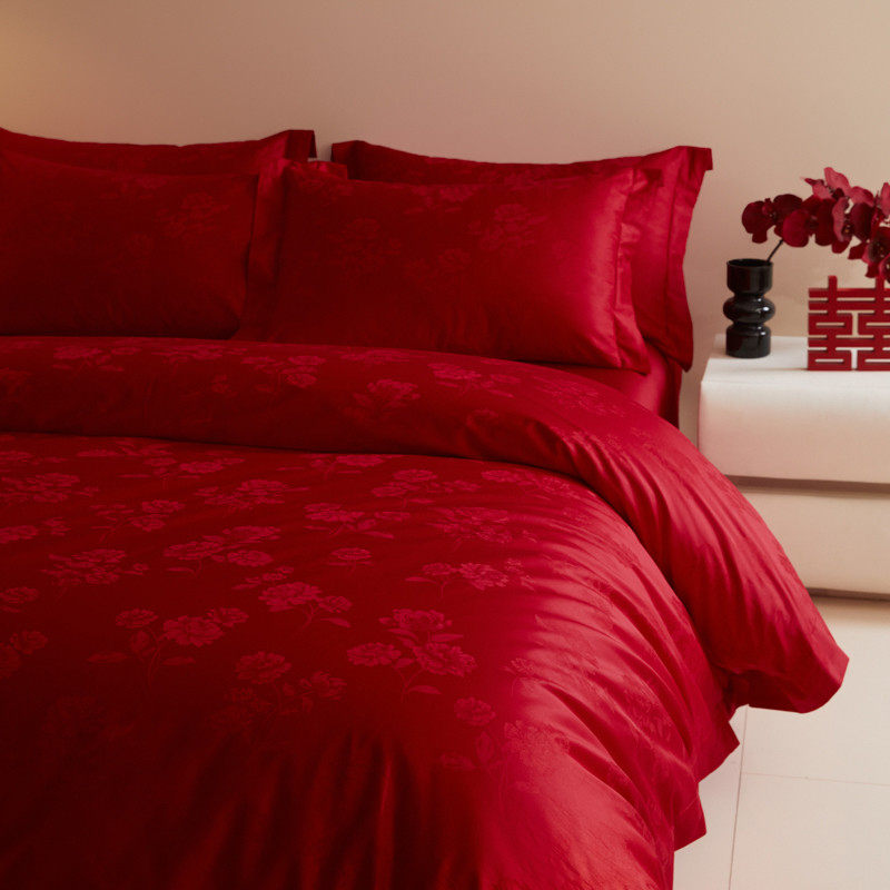 高档提花结婚四件套婚庆大红刺绣床单被套纯棉全棉新婚房婚嫁喜被,淘宝优惠券,粉丝福利购,淘宝优惠卷