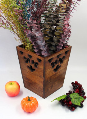 东南亚家居用品泰式酒店柚木垃圾桶收纳干花收纳桶餐厅会所木质桶