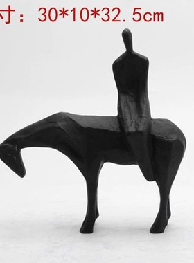 新中式创意骑马雕塑禅意摆件书房办公室招财摆设橱窗玄关软装饰品