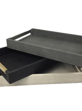 热销简约现代家居售楼部皮革托盘样板房长方形展厅茶几摆件