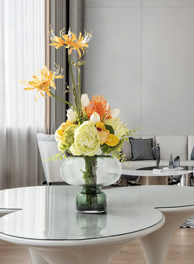 热销左顾仿真饰品摆件高端玄关摆设客厅餐桌家居假花软装花艺书柜