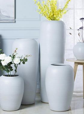 景德镇陶瓷花瓶欧式简约白色陶瓷落地大花瓶客厅摆件五件套批发