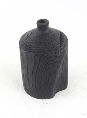 热销厂家销售手制新中式碳化木质黑色大肚花瓶别墅家居艺术馆装饰