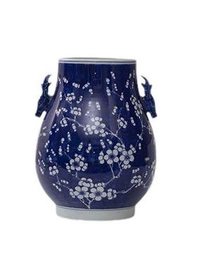 景德镇瓷瓶青花喜上眉梢蓝色陶瓷花瓶客厅摆件新中式博古架装饰品